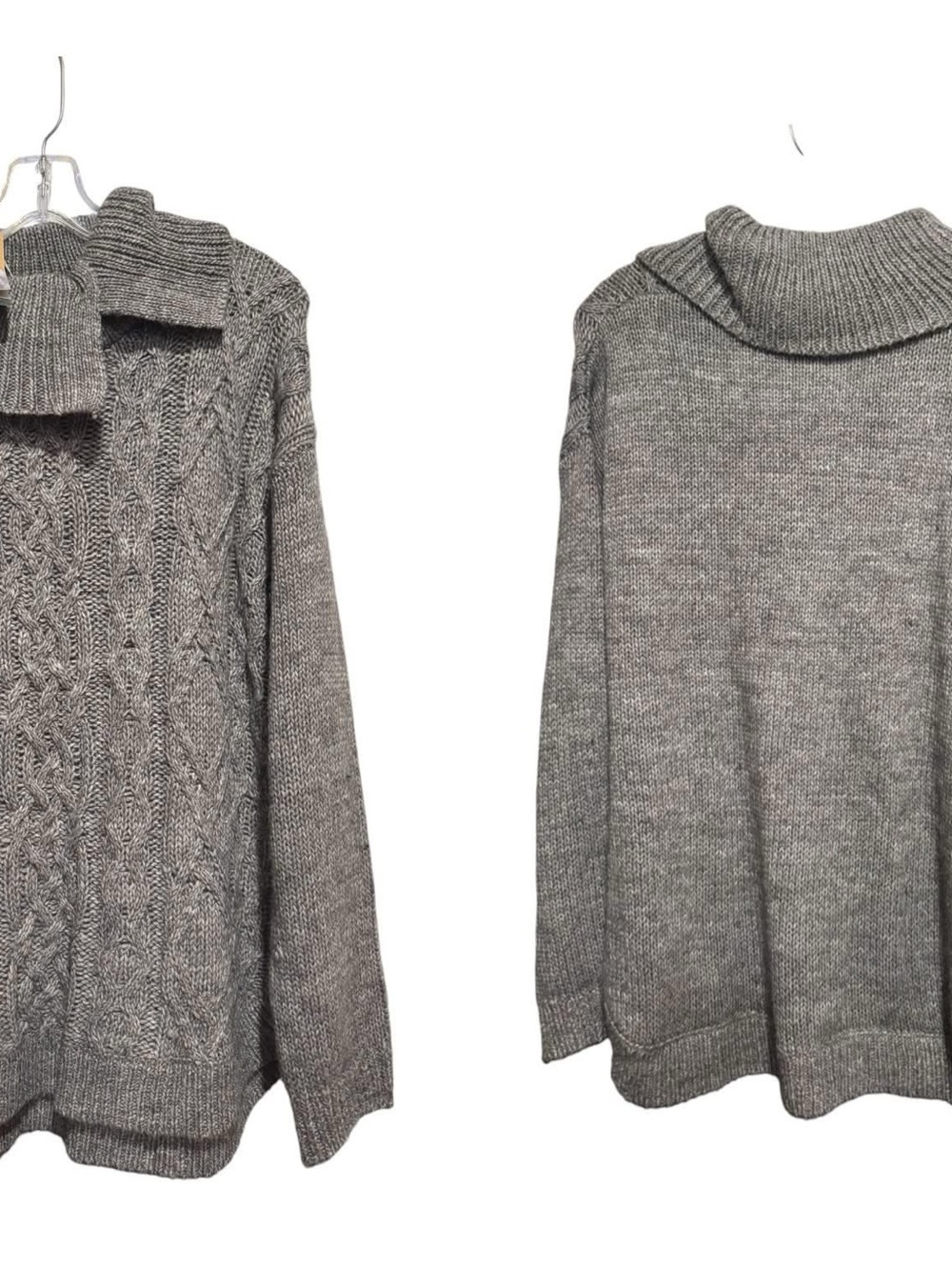 Royal Robbins Heather Gray Cable Turtleneck Sweater